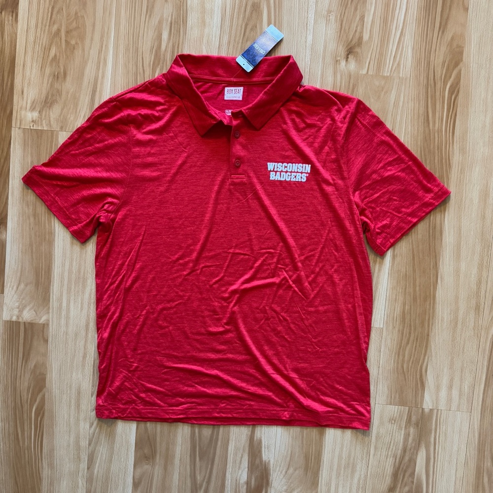 NEW- Wisconsin Badgers Performance Polo Collared Golf Shirt- Men’s XL